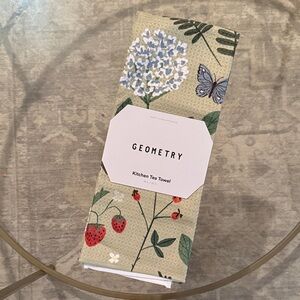 Floral Kitchen Tea Towel - Green and Red